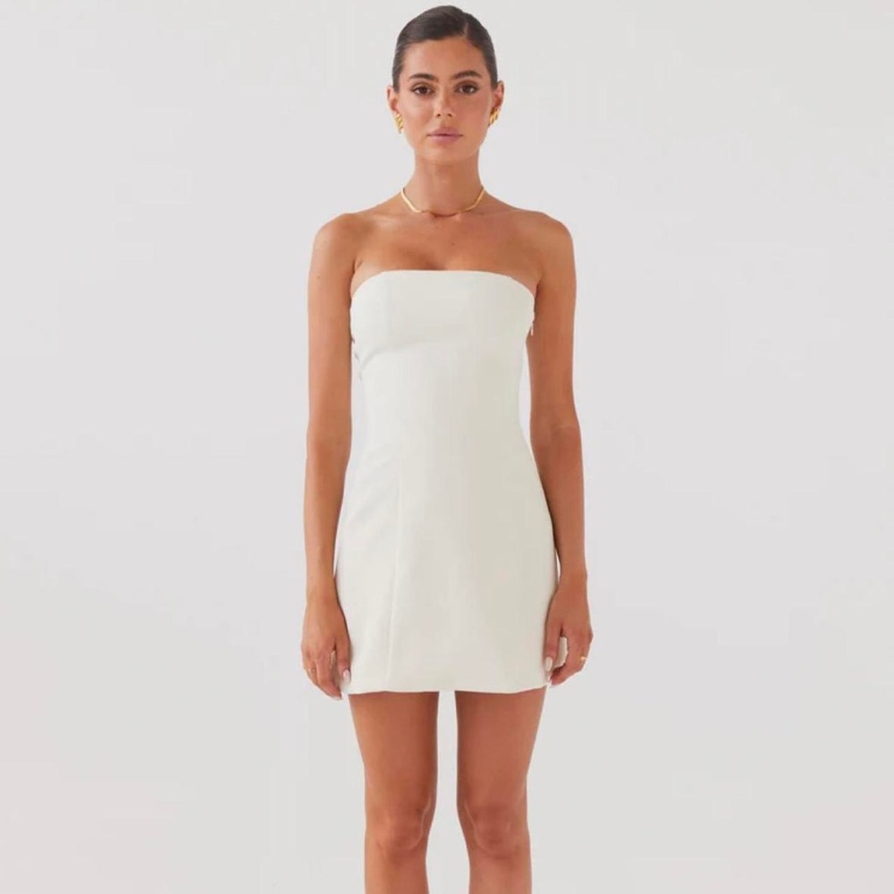 White/ivory strapless dress pepermayo size 8